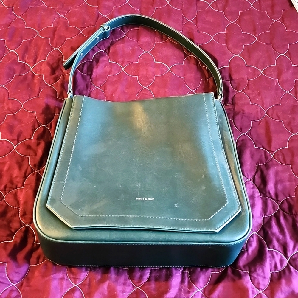 Green Vegan Leather Shoulder Purse